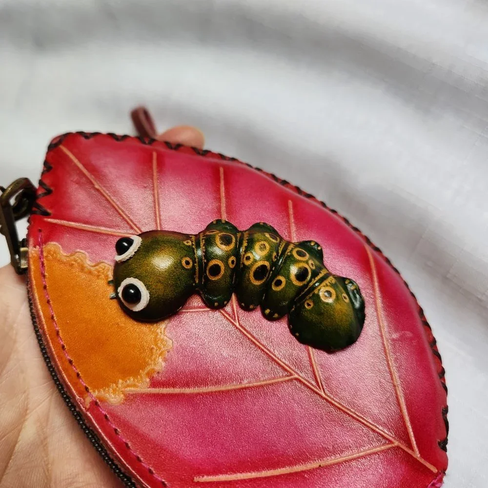 Green Turtle + Red Maple leave Leather Coin/ Change Bags / Wristlets for 1 Price - Picture 11 of 16